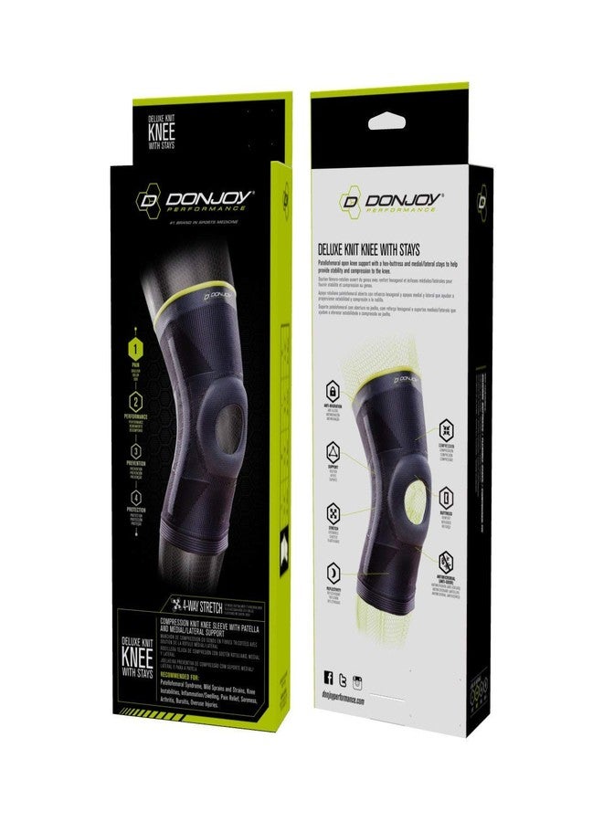 DonJoy Performance Deluxe Knit Knee Sleeve With Stays and Buttress - Mid-Level Support Knee Brace for PFPS, Sprains, Instabilities - Medium - Image 3